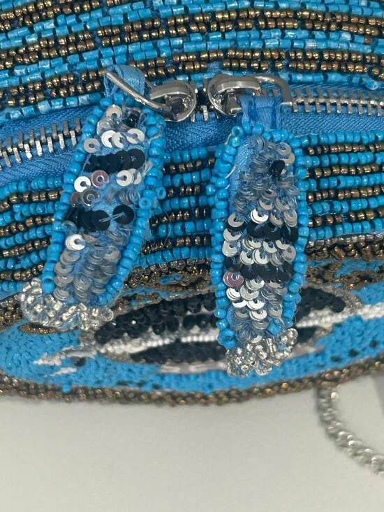 Caviar Fish Beaded Bag Handcrafted in India Round Crossbody NWT Tik Tok Viral - Picture 3 of 4